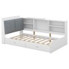 PAGED Twin Size Platform Bed Modern Wooden Bed Frame with Upholstered Headboard, Rotatable Storage Board, 2 Drawers and Shelves for Bedroom - 4 of 4