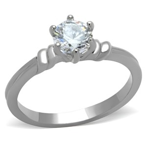 Slickblue Stainless Steel Ring, Clear CZ Solitaire, Polished Finish, Engagement Style for Women, Size 5-10 - 1 of 4