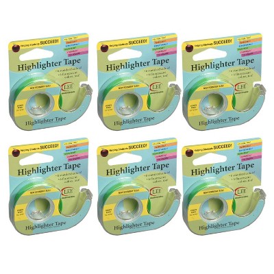 6pk Removable Highlighter Tape Green - Lee Products