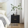 Nightstand, Wooden 2-Drawer Night Stand Bed Side Table With Metal Legs, Luxury Wood End Table 13.78''x 16.53''x 20'' For Bedroom, Living Room - 3 of 4