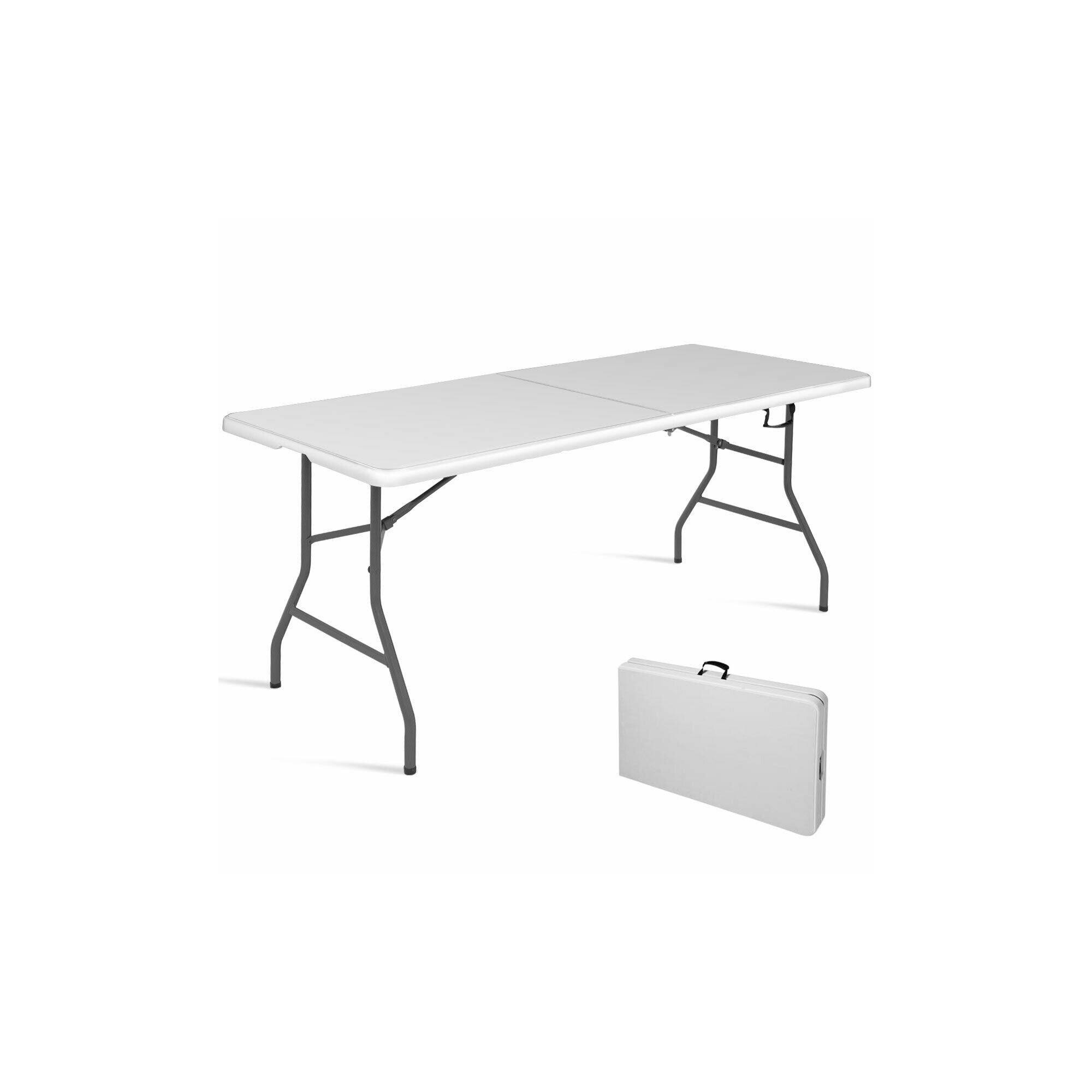 Costway 6' Folding Table Portable Plastic Indoor Party Dining Tables White