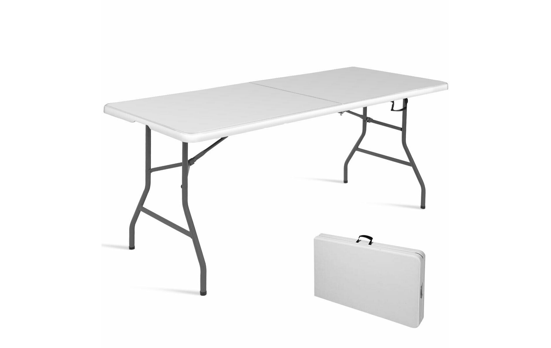 Costway 6' Folding Table Portable Plastic Indoor Outdoor Picnic Party Dining Camp Tables White/Black