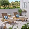 Set of 2 Outdoor Leather Chaise Lounge with Pull-Out Tray,Patio Chaise Lounge with Adjustable Back,Woven PE Wicker Chaise Lounge-Cuddlewood - 2 of 4