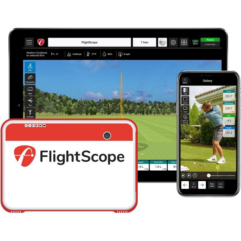 FlightScope Mevo+  Portable Golf Launch Monitor and Simulator | 20+ Full Swing and Short Game Data Parameters, 10 E6 Courses and 17 Practice Ranges, 1 of 11