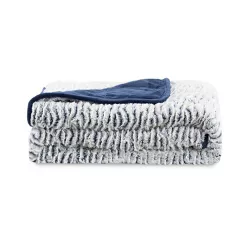 48" x 72" 15lbs Reversible Faux Fur Weighted Throw Blanket Navy - Dream Theory