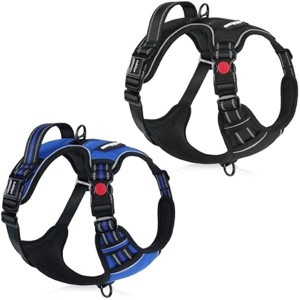 rabbitgoo Dog Harness - No Pull Pet Harness with 3 Buckles, Adjustable Soft Padded Pooch Vest with Instant Control Handle£¬Blue & Black, M - 1 of 1