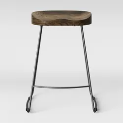 Hull Low Back Counter Height Barstool Wood/Metal Silver - Threshold™