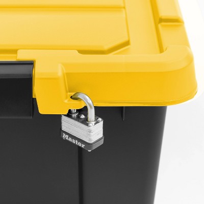 Heavy-Duty Black and Yellow Stackable Plastic Storage Totes
