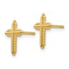 Black Bow Jewelry Kids 10mm Textured Cross Post Earrings in 14k Yellow Gold - image 2 of 4