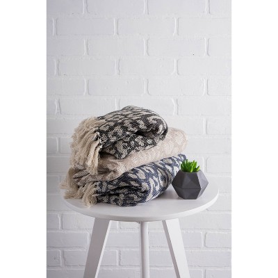 Beige and White Cotton Leopard Print Throw Blanket