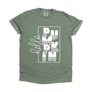 Simply Sage Market Women's Hello Pumpkin Square Short Sleeve Garment Dyed Tee - 1 of 4