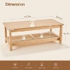 Bekrvio 47.2'' Boho Mid Century Modern Coffee Table, 2-Tier Rustic Rectangle Wood Center Table with Wood Legs & Rattan Shelf, for Living Room - 2 of 4