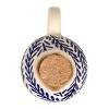 Storied Home 8 oz. Hand-Painted Stoneware Oil Cruet with Design and Cork Stopper, Cream Color and Blue - 3 of 4