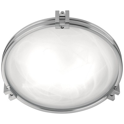 16" Brushed Nickel and Glass Art Deco Flush Mount Ceiling Light
