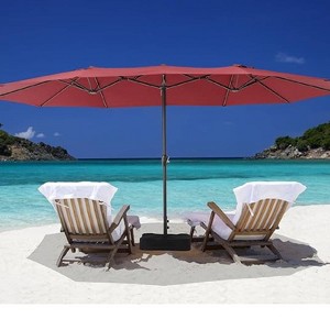 GustoWave Outdoor 15FT Double-Sided Patio Umbrella with Base - 1 of 4