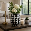 Modern Glass Vase with Abstract Geometric Pattern - Decorative Flower Vase Perfect for Table Centerpiece, Office Accent, or Home Decor - 12", Black - 2 of 4
