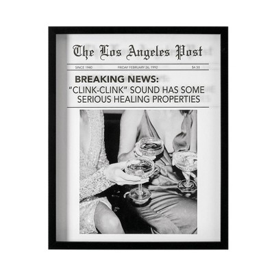 Los Angeles Post Black Framed Glass Wall Decor 17" x 21"