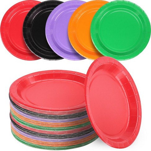 Assorted Neon Colors Plastic 6 Salad/Dessert Plates, 40 Count