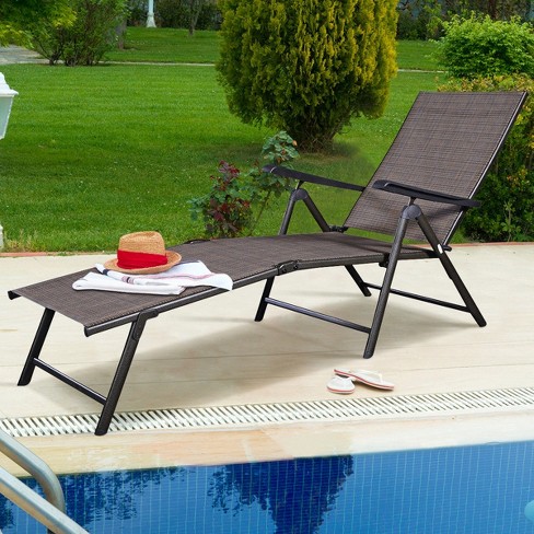 Details about   Costway Outdoor Patio Chaise Lounge Chair Sling Lounge Recliner Adjustable Back 