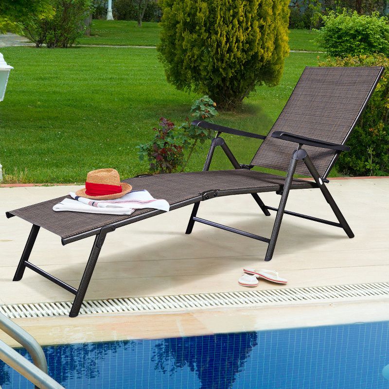 Costway Pool Chaise Lounge Chair Recliner Outdoor Patio Furniture Adjustable, 1 of 8