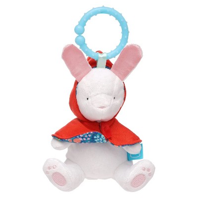 Image of Manhattan Toy Fairytale Rabbit Plush Baby Travel Toy with Chime, Crinkle Ears and Teether Clip-on Attachment