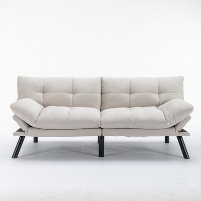 2-Seater Convertible Folding Modern Sofa Bed with Adjustable Armrest & Backrest and Soft Smooth Cover