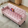 TYBOATLE Velvet Loveseat Sofa Set, 3-Piece Tufted Couch with 2 USB & Cup Holders, Small Space Furniture for Apartment, Office, Bedroom - 3 of 4