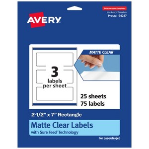 Avery Matte Clear Labels,  2-1/2" x 7" Rectangle - 1 of 4
