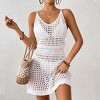 Women's Knit Lace Cover Up Dress - Beach Swimwear Sheer Tunic Midi Dress Boho Chic Sleeveless Summer Dress - 2 of 4