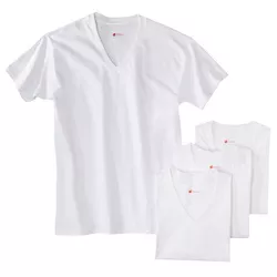 Hanes Men's 4pk Slim Fit V-Neck T-Shirt - White S