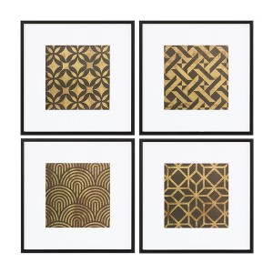 Wall Art, Framed Art Deco Geometric Prints – Set of 4, 20" Square by Melrose - 1 of 3
