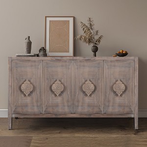 Retro 4-Door Buffet Sideboard, Stylish Entryway Console Table With Adjustable Shelves, Large Kitchen Storage Cabinet - 1 of 4