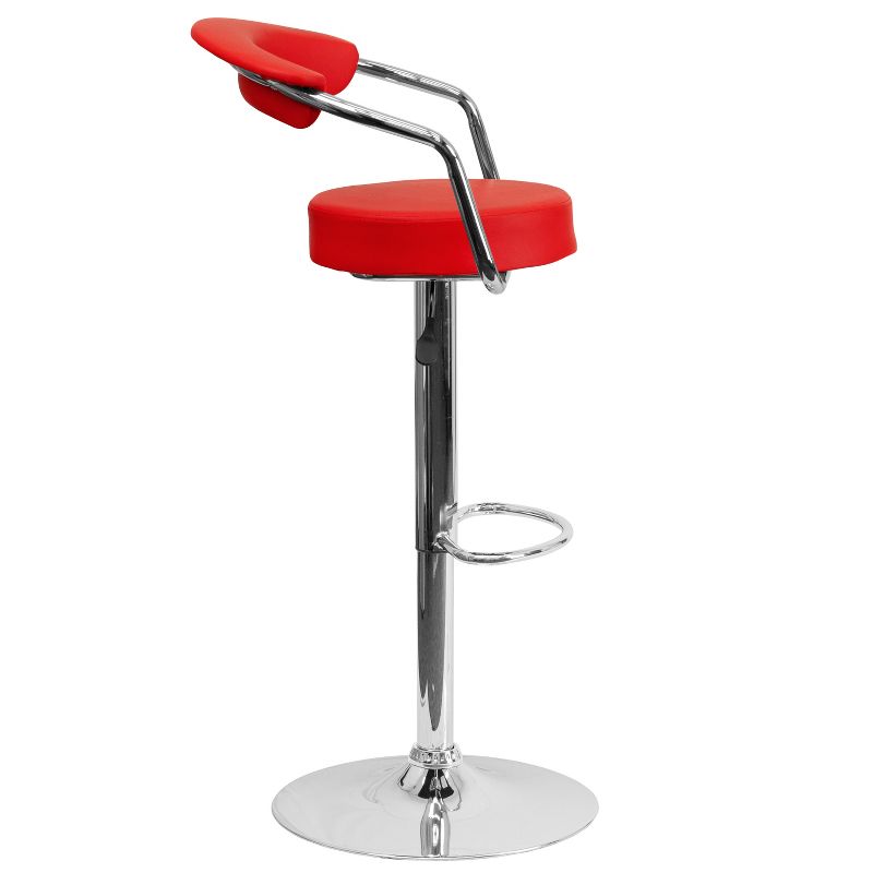 Flash Furniture Contemporary Vinyl Adjustable Height Barstool with Arms and Chrome Base, 4 of 6