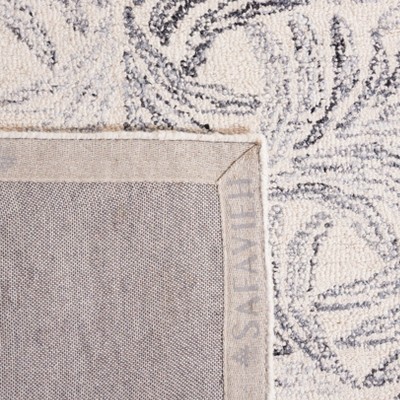 Ivory & Grey Handwoven Elegance 6' Square Wool-Silk Blend Rug