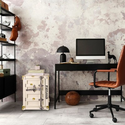 Industrial White Metal Container Side Table with Storage