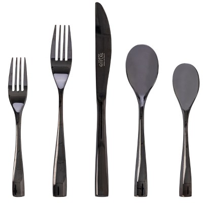 Gibson Home Holland Road 20 Piece Black Stainless Steel Flatware Set ...