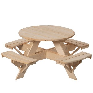 Gardenised Wooden Kids Round Picnic Table Bench, Outdoor Children's Backyard Table, Crafting, Dining, and Playtime Patio Table - 1 of 4