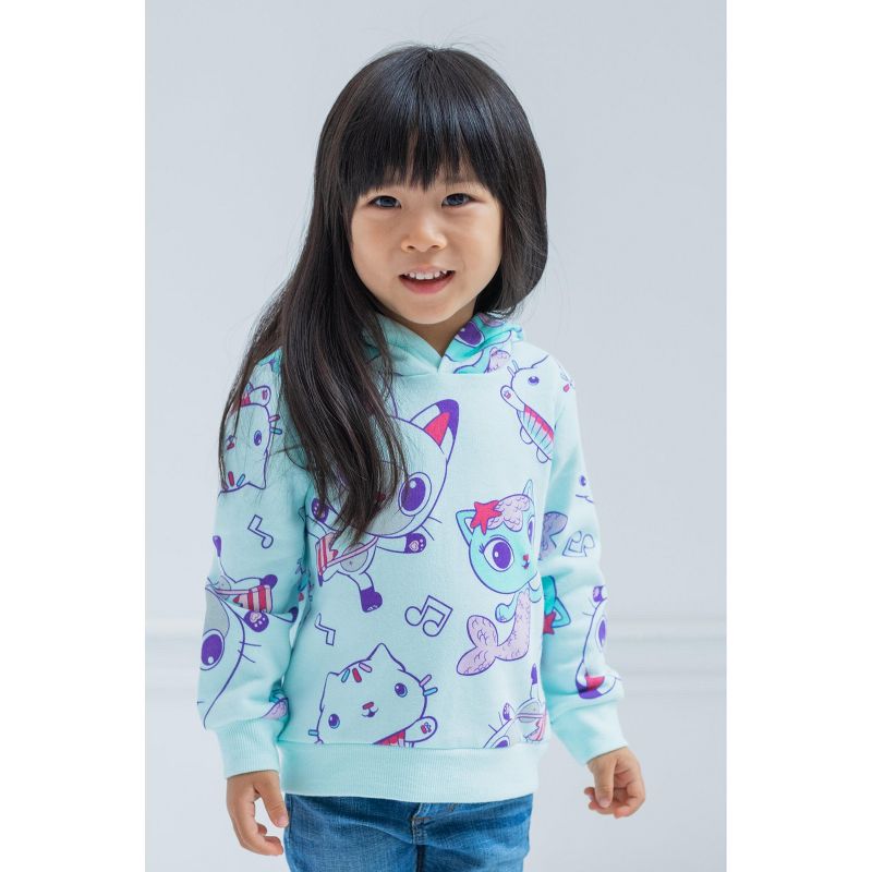 Dreamworks Gabby's Dollhouse Pandy Paws Cakey Cat MerCat Girls Fleece Pullover Hoodie Toddler to Big Kid, 4 of 8