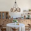 LNC Quaint 4-Light 19.5" Farmhouse Drum Small Chandelier, Brushed Black  and Distressed Grayish White Wood - 4 of 4