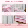 Gsluuk PawHut 2-Level Small Animal Cage Rabbit Hutch with Wheels, Removable Tray, Platform and Ramp for Bunny, Chinchillas, Ferret, Pink - 4 of 4