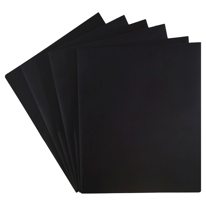 JAM 6pk 2 Pocket Heavy Duty Plastic Folders - Black, 5 of 10