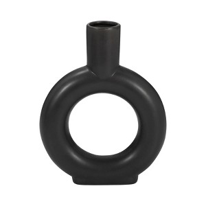 Sagebrook Home Round Ceramic Circle Cut-Out Table Vase, Home or Office Decor 7 L x 2 W x 9 H Inches - 1 of 4