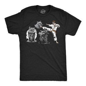 Mens Funny T Shirts Karate Kicking Raccoon Sarcastic Graphic Tee For Men - Crazy Dog Men's T Shirt - 1 of 4