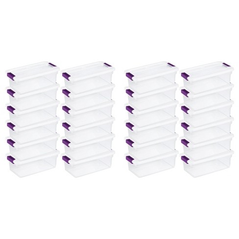 Sterilite 6 Qt Storage Box, Stackable Bin with Lid, Plastic Container to  Organize Shoes and Crafts on Closet Shelves, Clear with White Lid, 12-pack