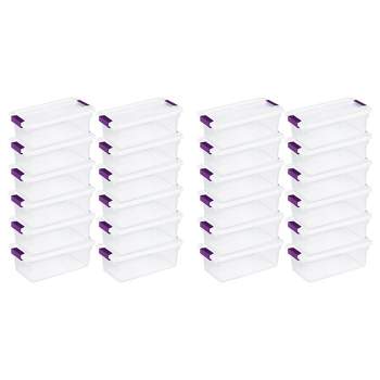 Sterilite 6 Qt ClearView Latch Storage Box Stackable Bin with Latching Lid, Plastic Container to Organize Shoes in Closet, Clear Base, Lid, 24-Pack