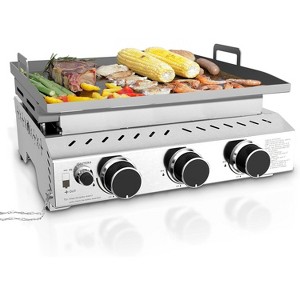 RW FLAME 3-Burner Portable Propane Griddle, 25" 304 Stainless Steel Tabletop Gas Grill, 24,000 BTU for Camping, RVs, Outdoor BBQ - 1 of 1