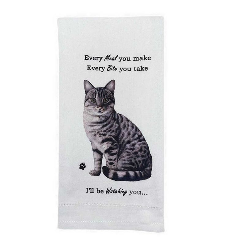 E & S Imports 26.0 Inch Tabby Silver Cat Kitchen Towel Dog Puppy Paw Kitchen Towel, 1 of 2