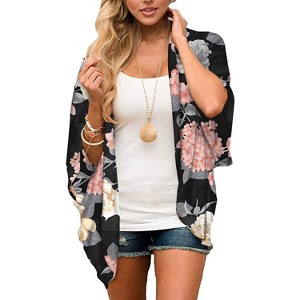 Haute Edition | Women's Lightweight Summer Cardigan Cover Up in Leopard and Floral - 1 of 3