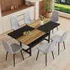 7-Piece Dining Set with Storage Space, Rectangular Table and 6 Linen Fabric Chairs - 2 of 4