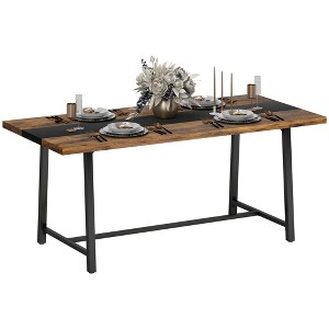 HOMCOM Industrial Dining Table for 8 People, 70.9" Long Rectangular Kitchen Table with Large Tabletop and Steel Legs for Dining Room, Rustic Brown - 1 of 4